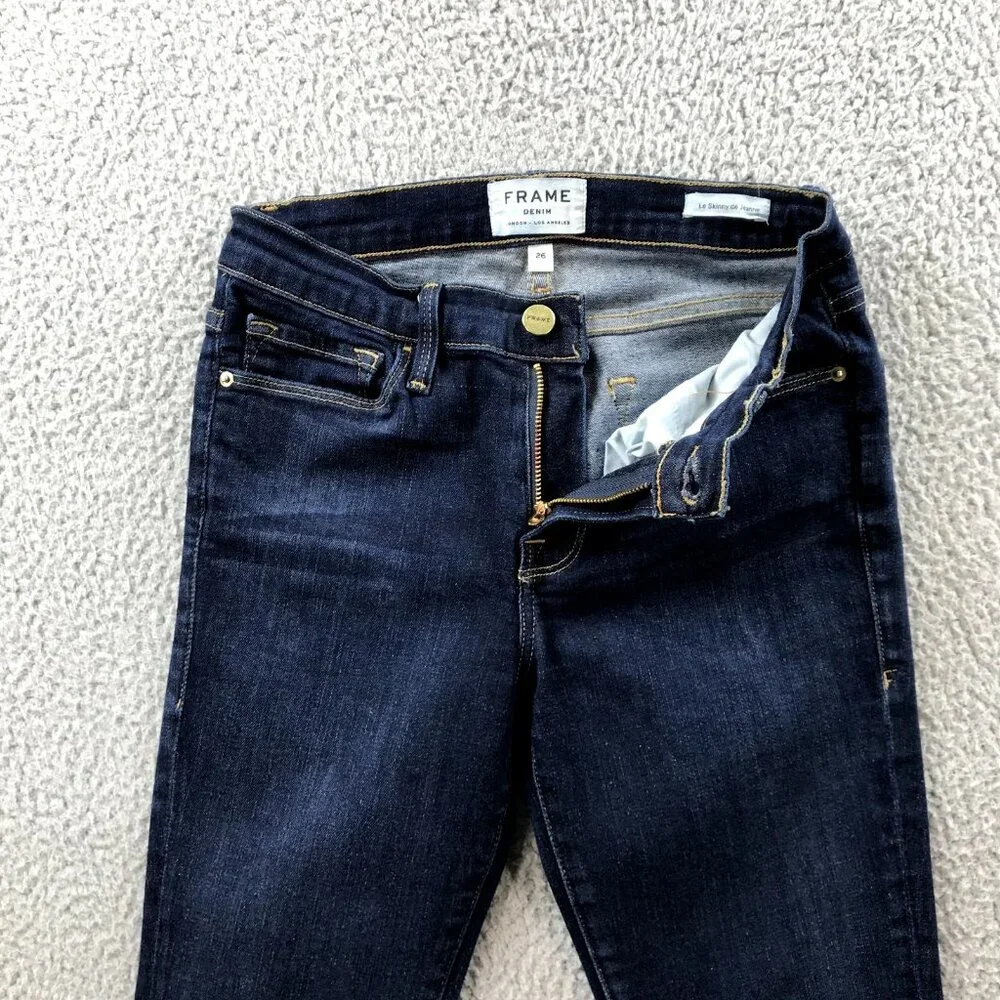 FRAME Womens Size 26 Le Skinny De Jeanne Queens Way Dark Wash Stretch Denim Jean